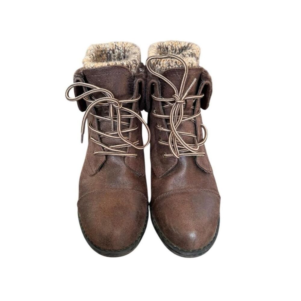 Cliffs Duena Brown Lace-Up Ankle Bootie Faux Fur Lined Round Toe Women's 7.5